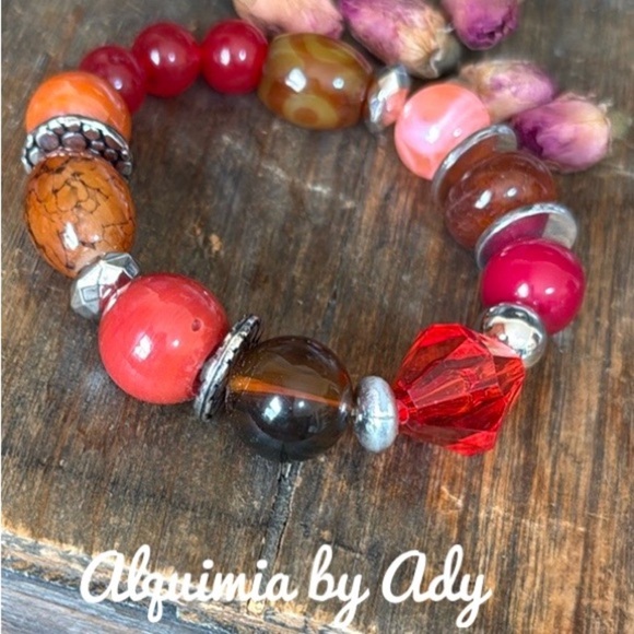 Big beads untreated ruby beaded bracelet - Picture 4 of 8